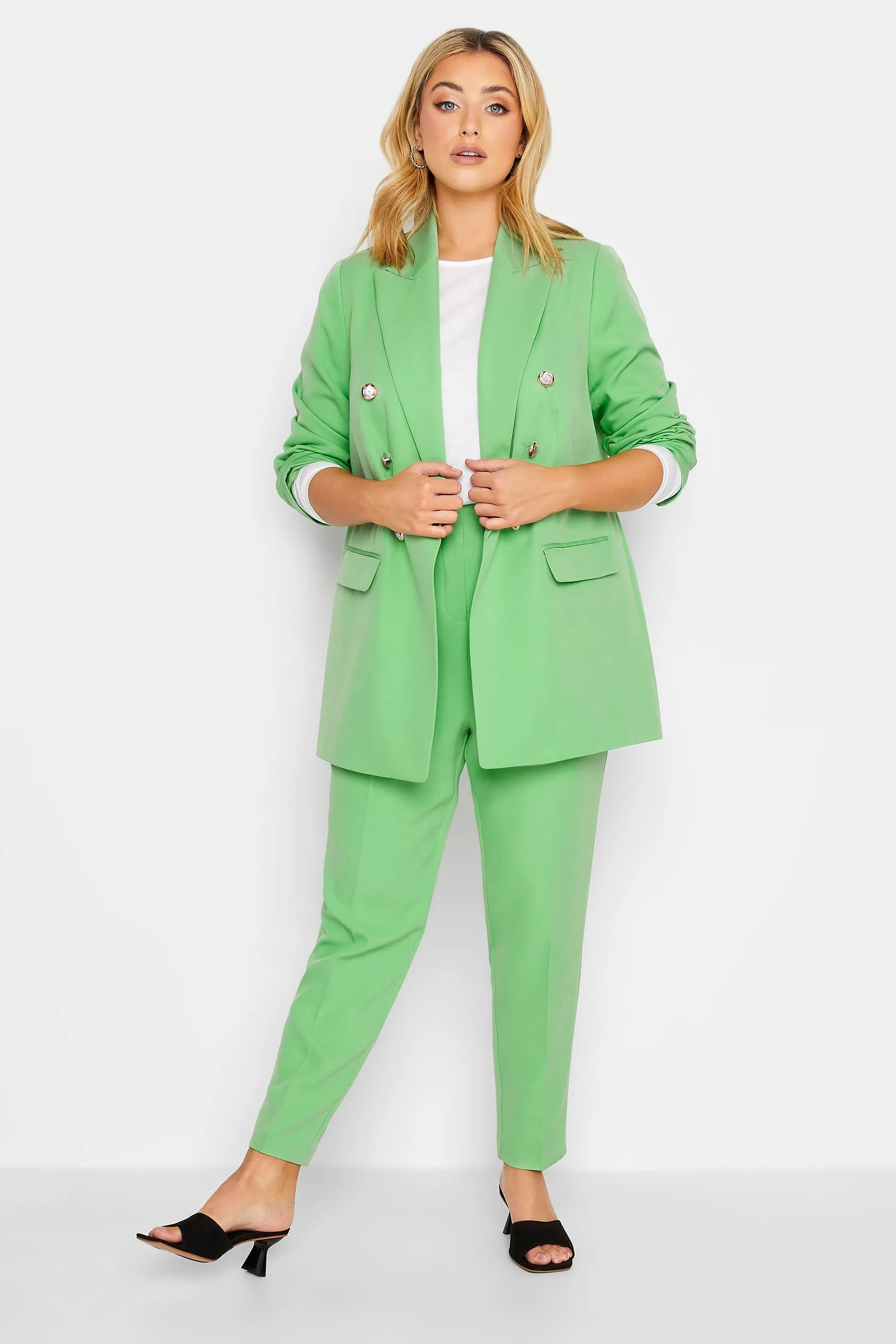 YOURS Curve Mint Green Military Blazer