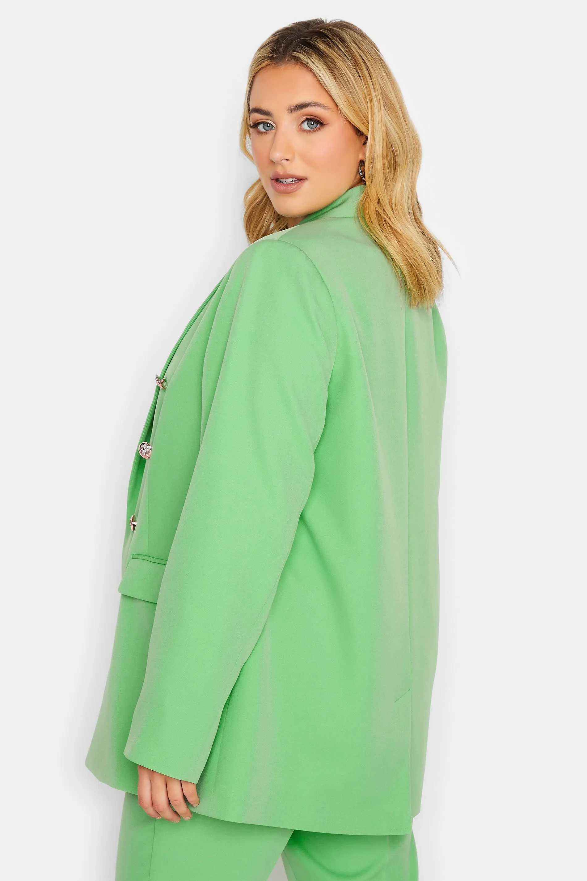 YOURS Curve Mint Green Military Blazer