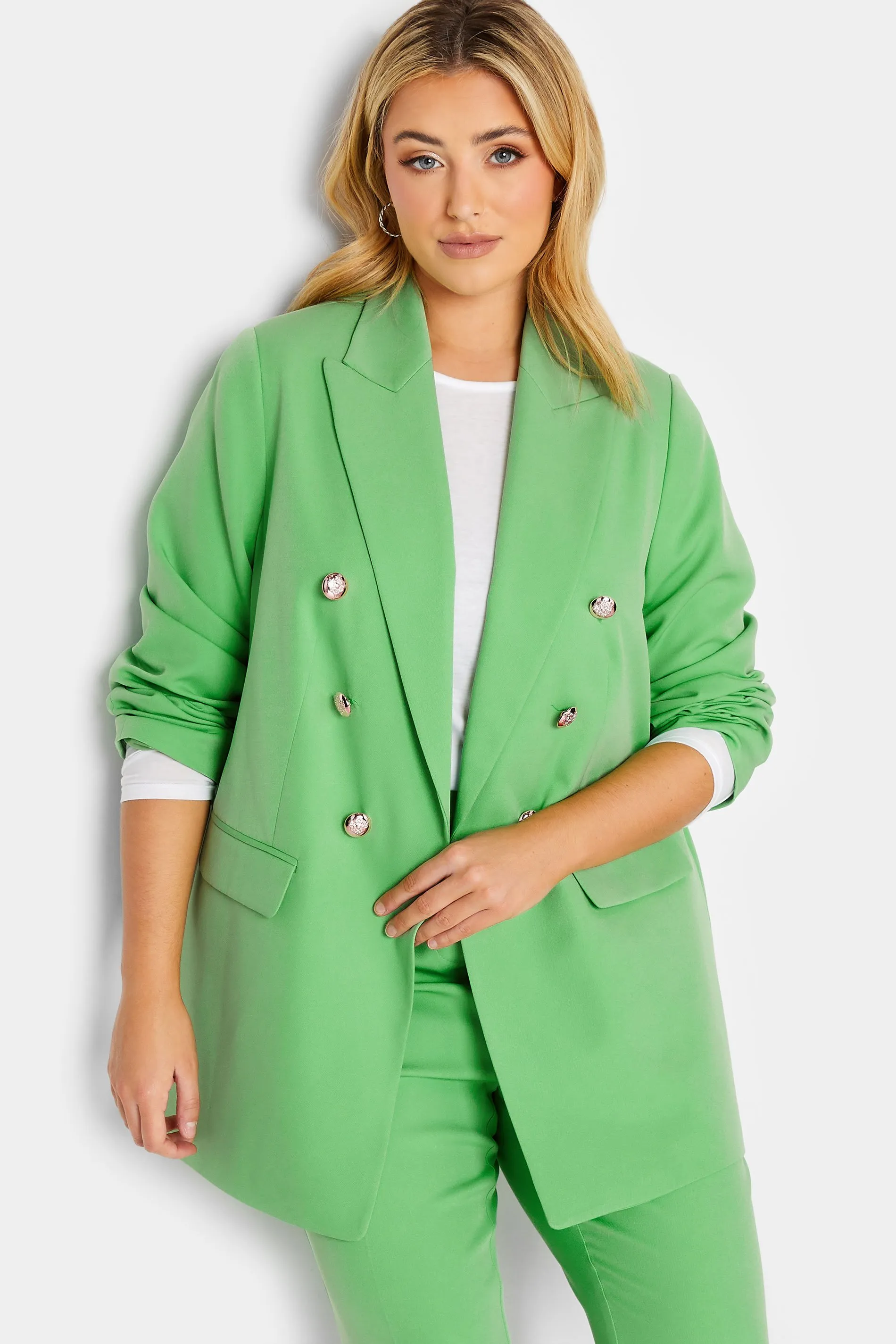 YOURS Curve Mint Green Military Blazer