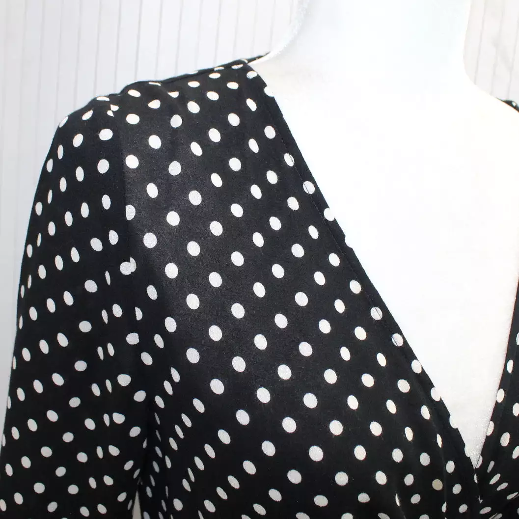 Zimmermann Monochrome Polka Dot Wrap Dress S